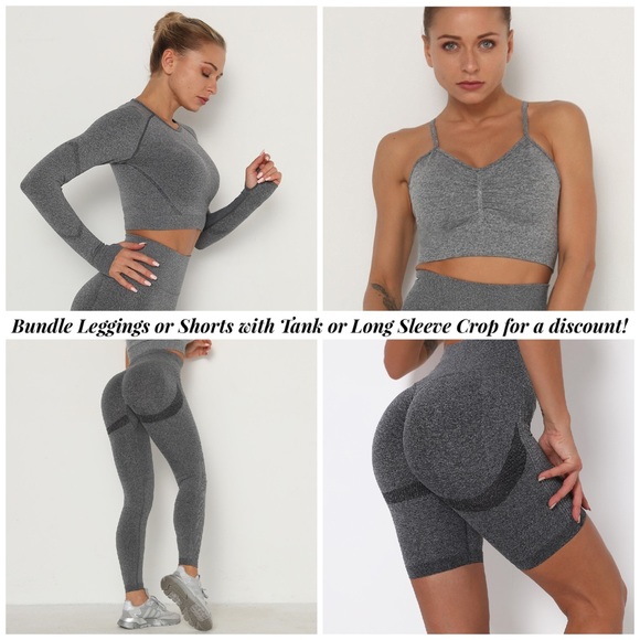 High Waist Seamless Gray Butt Lifting Yoga Pants - Picture 15 of 16